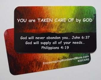 Set of 15 Taken Care Of Cards// Encouragement Cards, Inspirational Cards, Scripture Cards, Christian Inspirational, Christian Gift