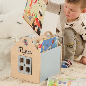 Estantería de madera portátil para niños, para guardar juguetes y organizar libros en la guardería, regalo único para amantes de los libros, soporte para libros para niños