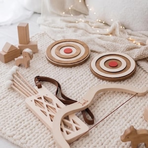 Personalized Archery Toy Kit, Bow And Arrow Wooden Toys for Kids, Toddler Birthday Gift
