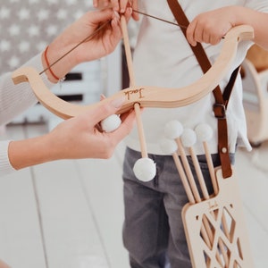Personalized Archery Wood Set Kids Toy,Hunting Outdoor Game,Bow and Arrow for Kids, Custom Slingshot,Natural Toy with Engraved Name