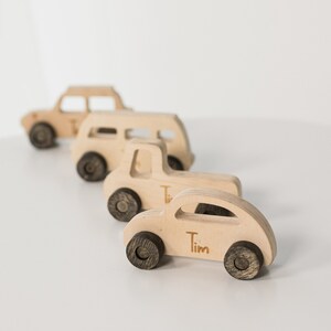 Collection Wooden Cars With Names Set Birthday Baby Boy Gifts Wooden Toys For Kids Preschool Toys Handmade Eco-Friendly Toddler Toy