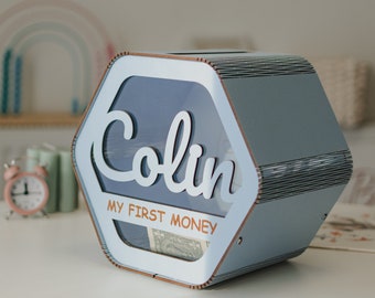 Custom Piggy Bank For Kids With Name, Wooden Cash Box For Saving Money, Personalized Present, Unique Money Box Baby Birthday