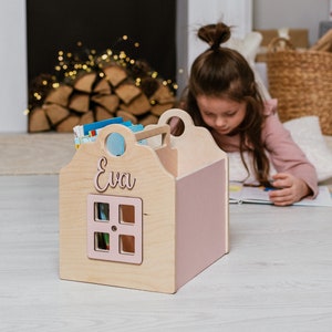 Estantería de madera para libros y juguetes, estantería portátil para niños, muebles para bebés, decoración de sala de juegos, regalo para amantes de los libros, regalo de cumpleaños para niñas.