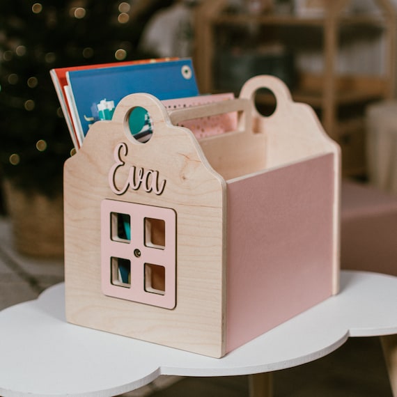 Custom Organizer For Books and Toys Baby Girl Nursery Decor Book Holder Kids Wooden Bookcase Unique Gift For Toddler Granddaughter Present