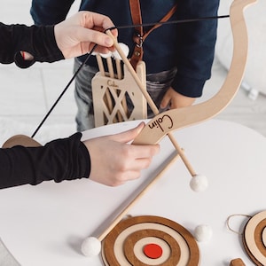 Personalized Archery Wood Set Kids Toy,Hunting Outdoor Game,Bow and Arrow for Kids, Custom Slingshot,Natural Toy with Engraved Name