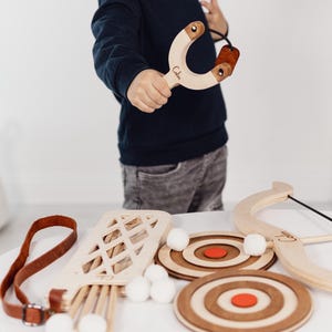 Kids Toy Set Wooden Bow and Arrow, Toddler Boy Archery Toys, Outdoor Kids Pretend Play, Toddler Easter Gifts, Birthday Baby Boy Present