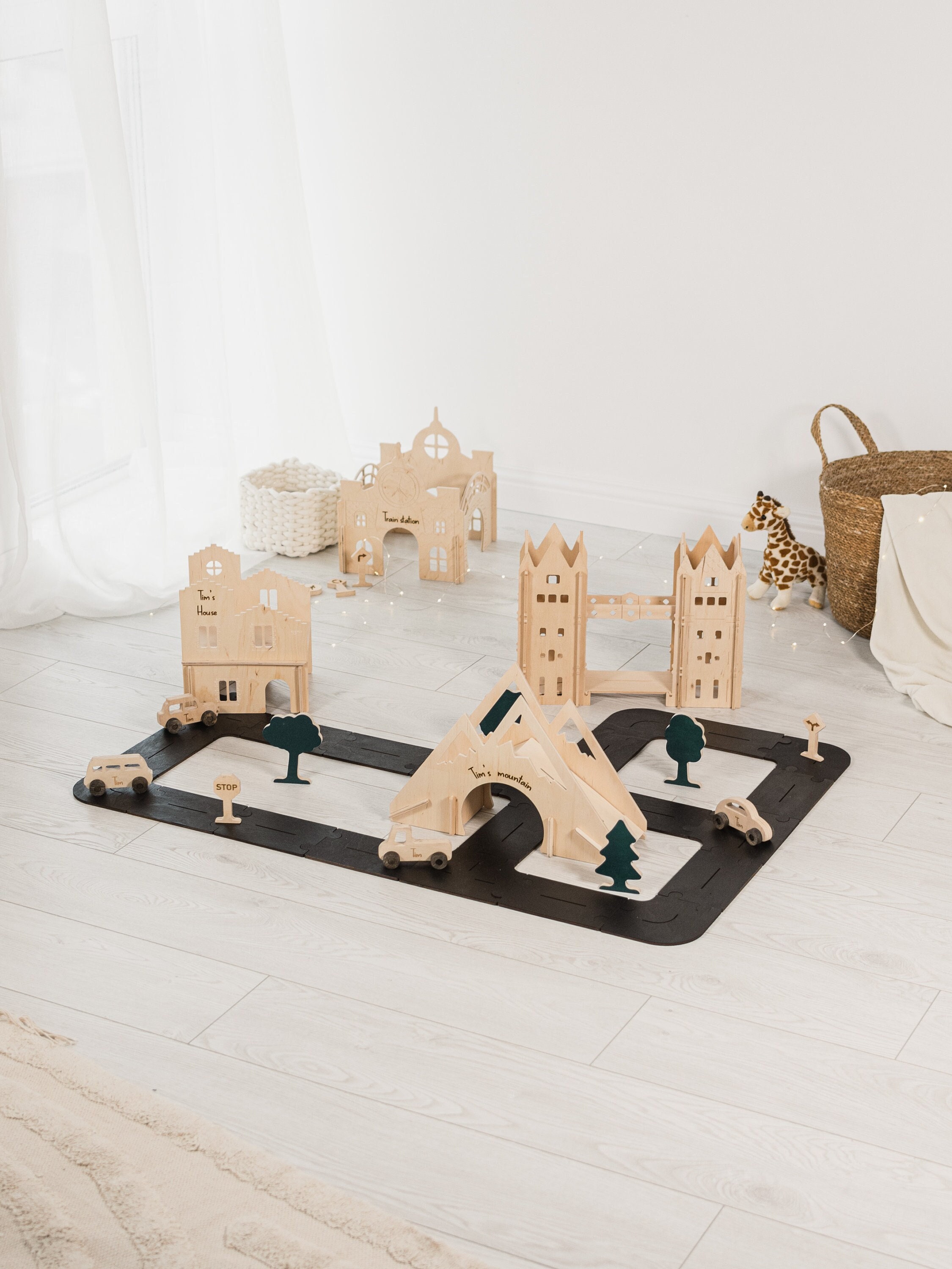Unique Wooden Car Track for Toddlers Personalized Baby Gift Boy Toy ...