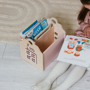 Custom Organizer For Books and Toys Baby Girl Nursery Decor Book Holder Kids Wooden Bookcase Unique Gift For Toddler Granddaughter Present image 9