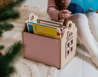 Cute Box Nursery Storage and Organization Book Holder for Playroom Girl Room,Portable Bookshelf,Unique Bookcase for Kids, Easter Baby Gift