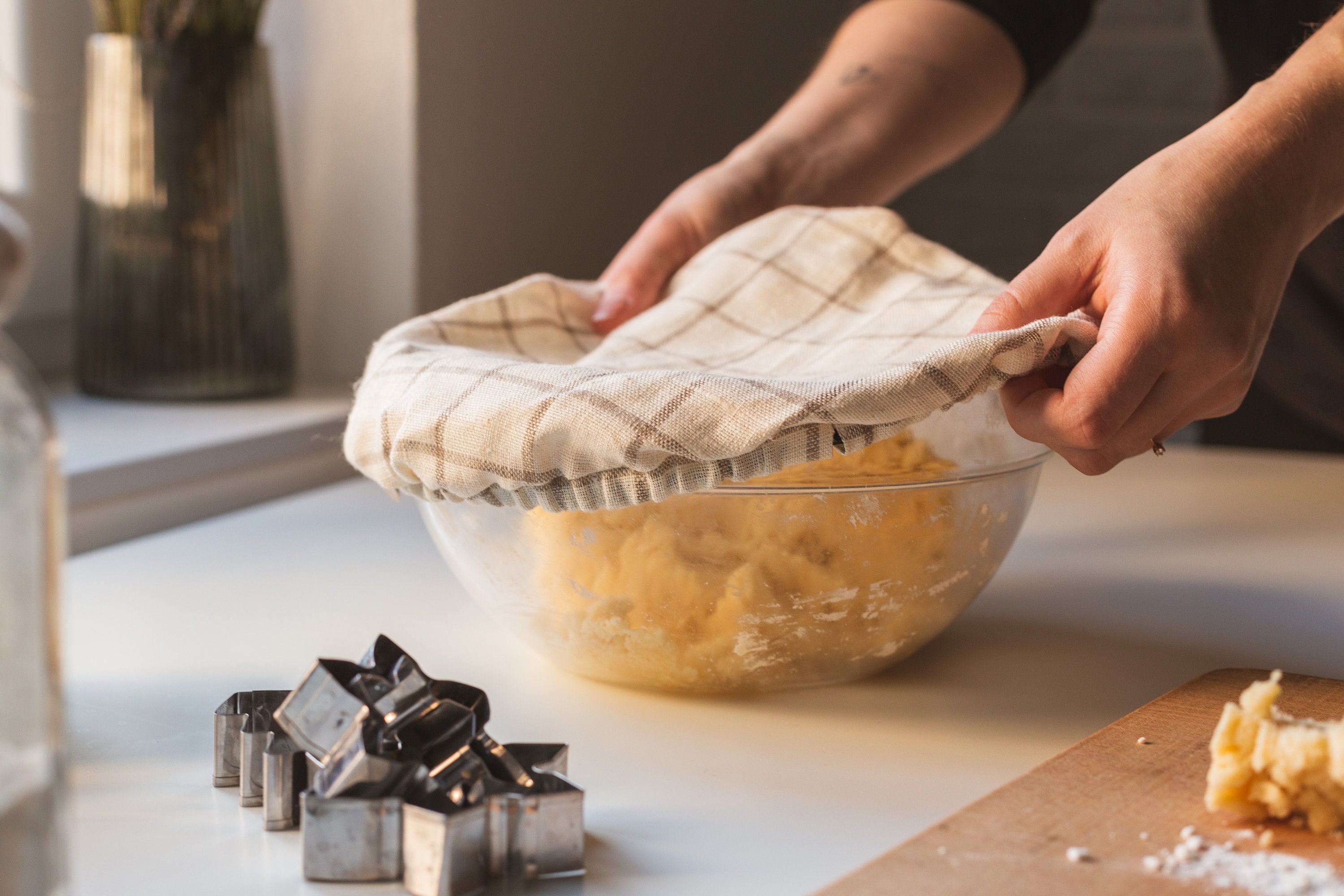 Housses de Bol Réutilisables en Lin | Housses Vaisselle Rangement Cuisine Remplacement La Pellicule 