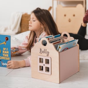 Wooden Book Shelf For Kids Nursery Cute Playroom Decor Box Storage For Books And Toys Nursery Organization Kids Room Furniture