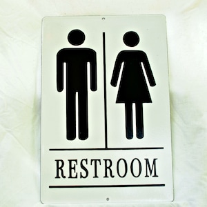 porcelain sign bathroom restroom men women child garage home restaurant bar store business