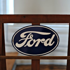 porcelain sign ford car truck logo oil gas vintage home garage man cave gift advertising tough car automotive service pump lube iconic
