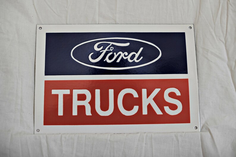 Porcelain Ford Truck Sign Built Ford Tough F250 F350 F150f100 Etsy