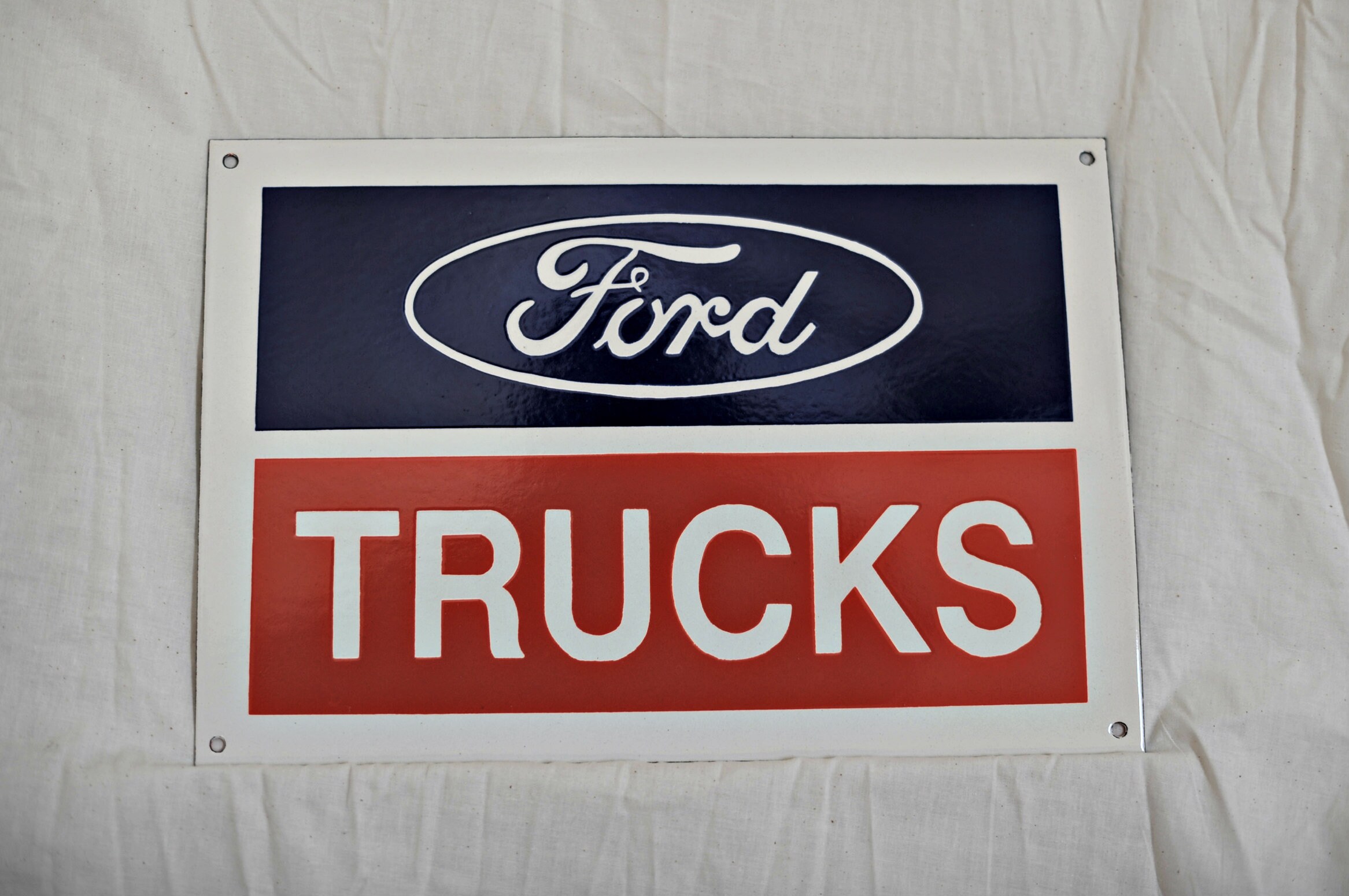 Porcelain Ford Truck Sign Built Ford Tough F250 F350 F150f100 Etsy