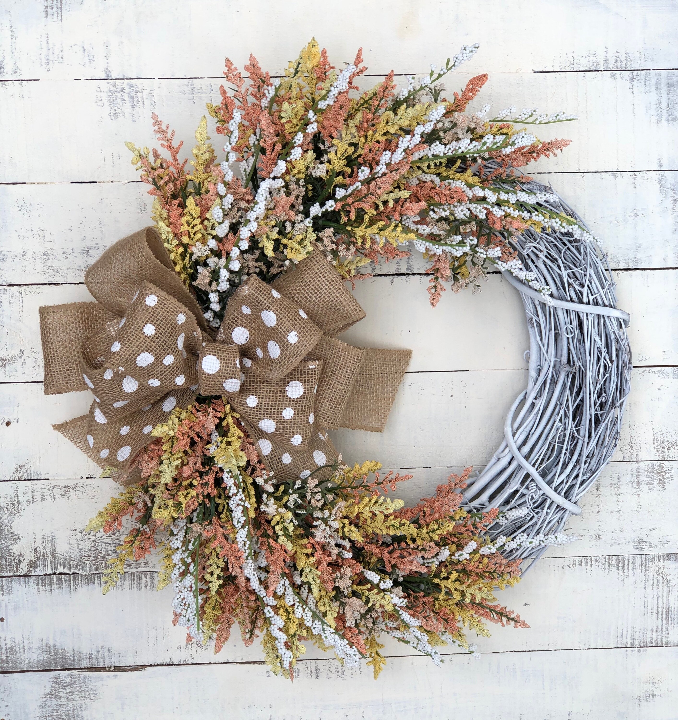 Summer Wreath Coral Wreath Spring Wreath Country Rustic Etsy