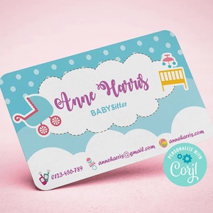 Catchy Babysitting Business Card | Cute Babysitting Business Card  Download | PRINTABLE Business Card for Babysitting Services