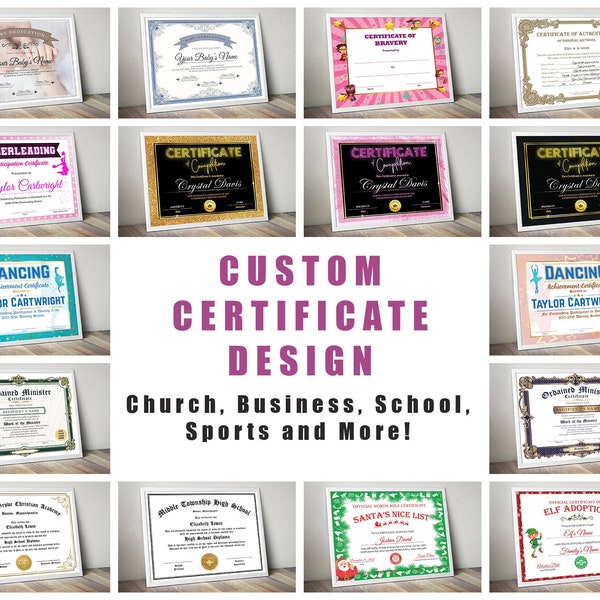 Hire Us For Personalized Custom Certificate Design | For Business, School, Church, Family | LIFETIME Updates & Downloads | Commercial Use OK