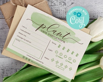 EDITABLE Plant Care Card Printable, Plant Care Template, Multi Use Plant Care Sheet