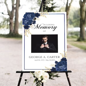 Editable Funeral Welcome Sign Template for Man Memorial Service Sign