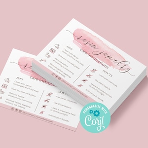 Resin Jewelry Care Card, Resin Jewelry Care Instructions, Resin Care Card Template| Care Instructions Card Resin Jewelry, Care Card Digital