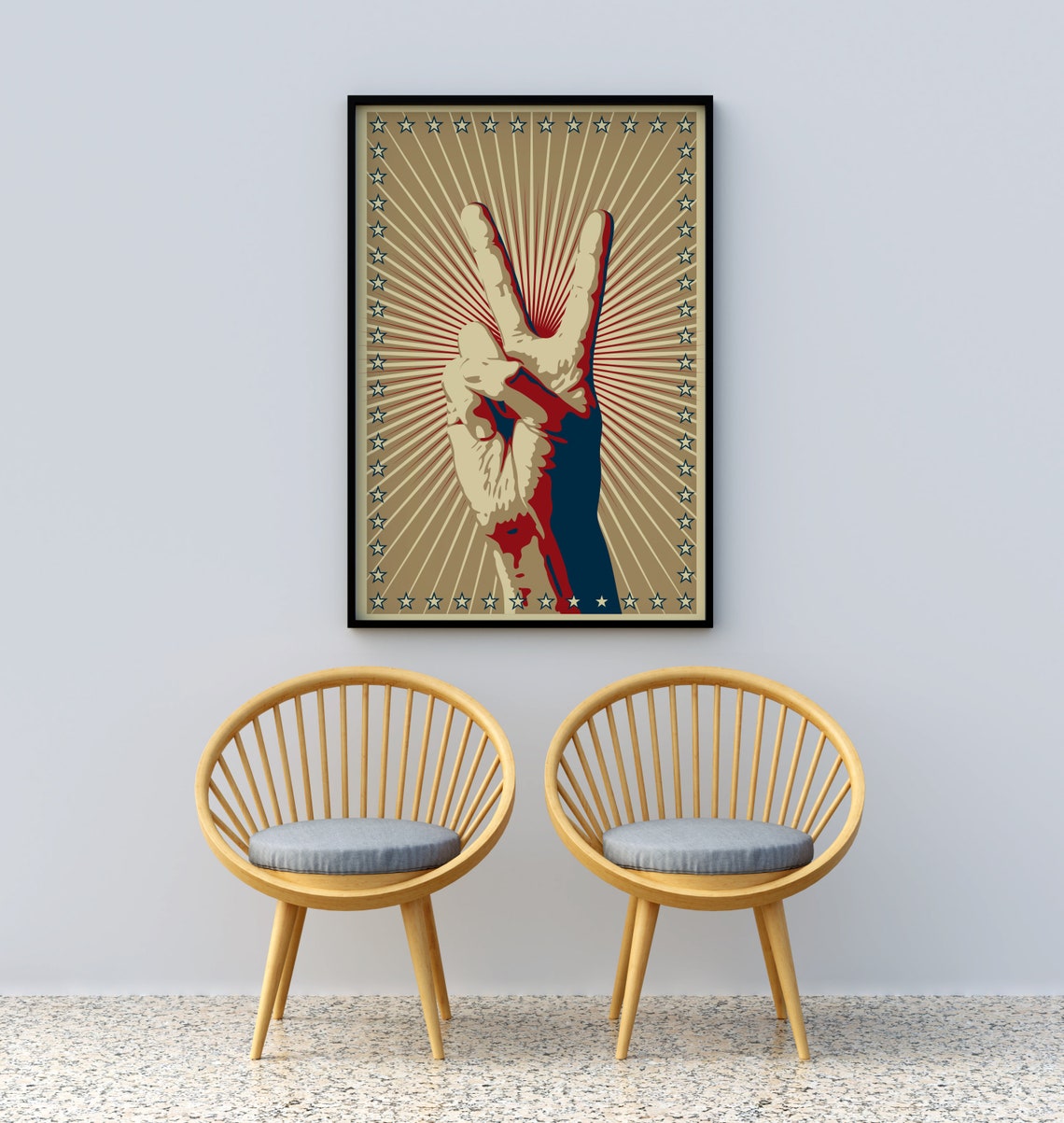 Funky Peace Sign Wall Decor Peace Sign Hand Wall Art Prints | Etsy