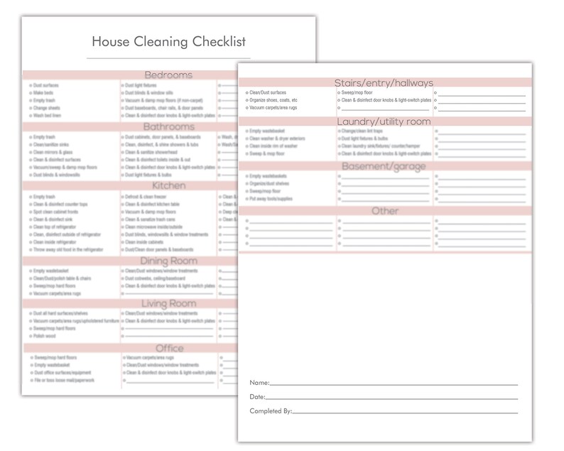 PRINTABLE Room by Room Home Cleaning Checklist Complete - Etsy