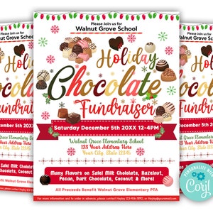 Editable Fundraiser Flyer, Christmas Chocolate Candy Holiday Flyer Template, Printable PTA, PTO, School Church Fundraiser Invite Event