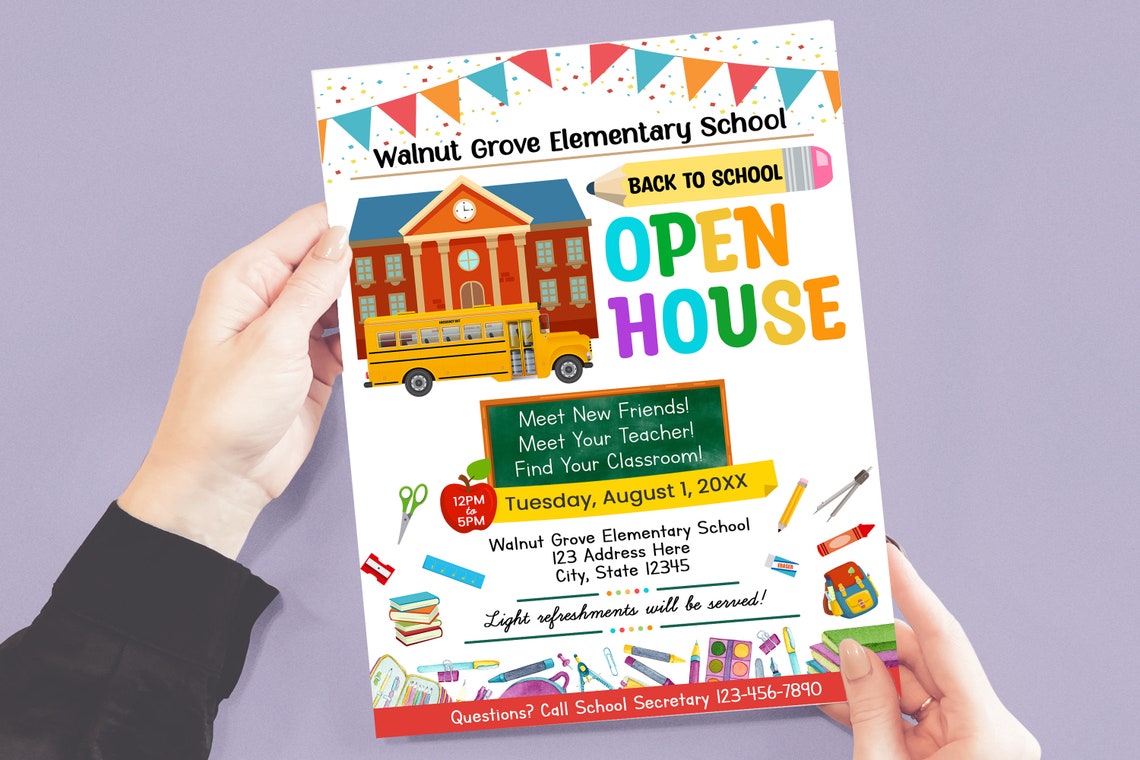 EDITABLE School Open House Flyer Template, Printable Back to School ...