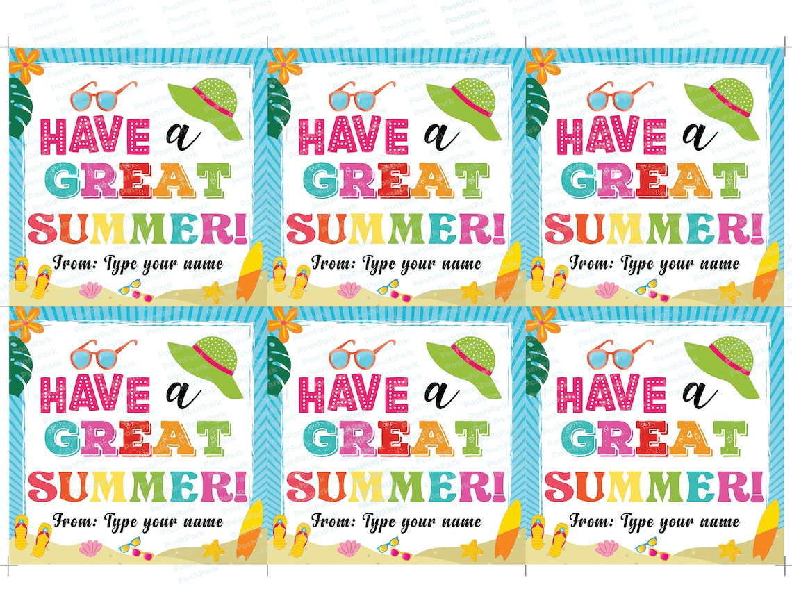 Editable Have a Great Summer Treat Bag Topper With Name End Etsy