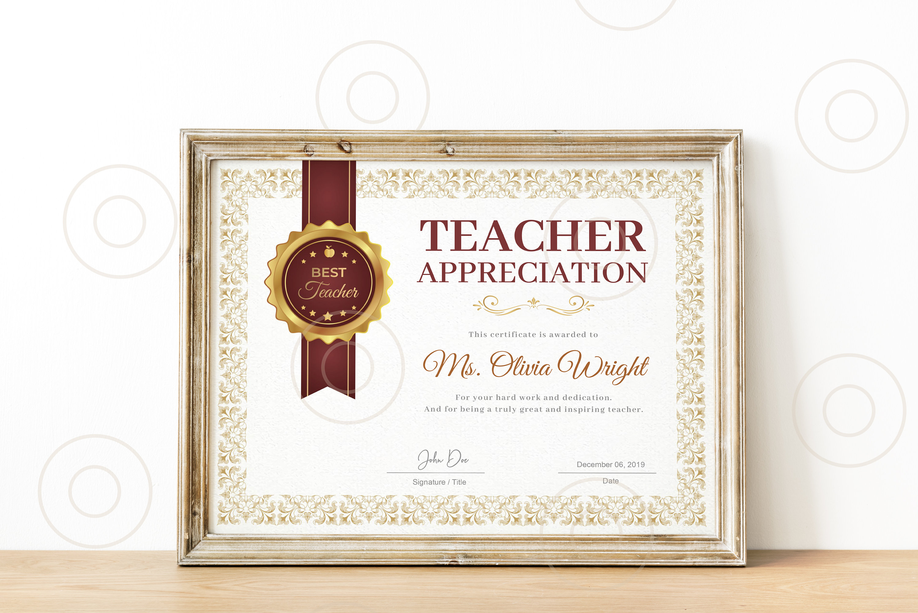 Teacher Appreciation Award Certificate Template  Teacher Gift  Award  Certificate For Teacher  Printable Award Certificate  Teachers Week Within Teacher Of The Month Certificate Template