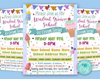 Ice Cream Social Flyer, Ice Cream Social Invitation, Ice Cream Social Printables