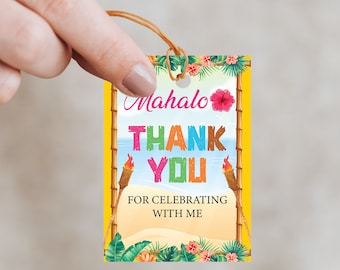 Printable Luau Thank You Tag, Mahalo Thank you for Celebrating with Me Favor Tag, Luau Favor Tag, Luau Party, Luau Birthday, Printable Tag