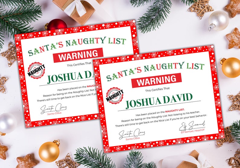 Printable Naughty List Warning Santa Naughty List - Etsy