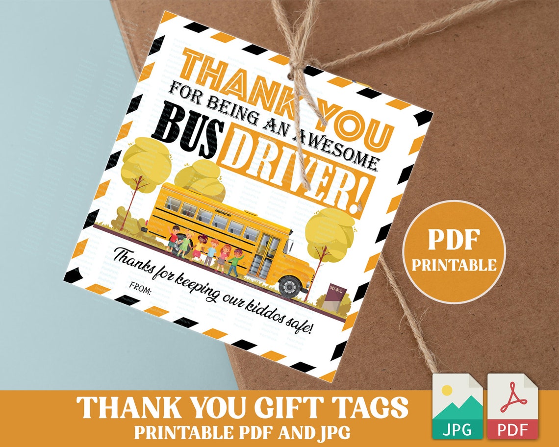 Printable PDF Bus Driver Appreciation Gift Tag Printable Bus - Etsy