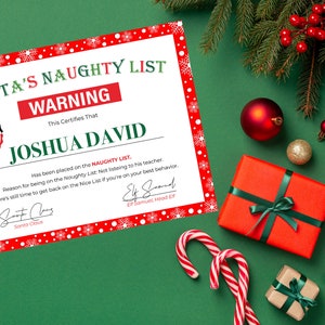 Printable Naughty List Warning, Santa Naughty List Certificate, Cute ...