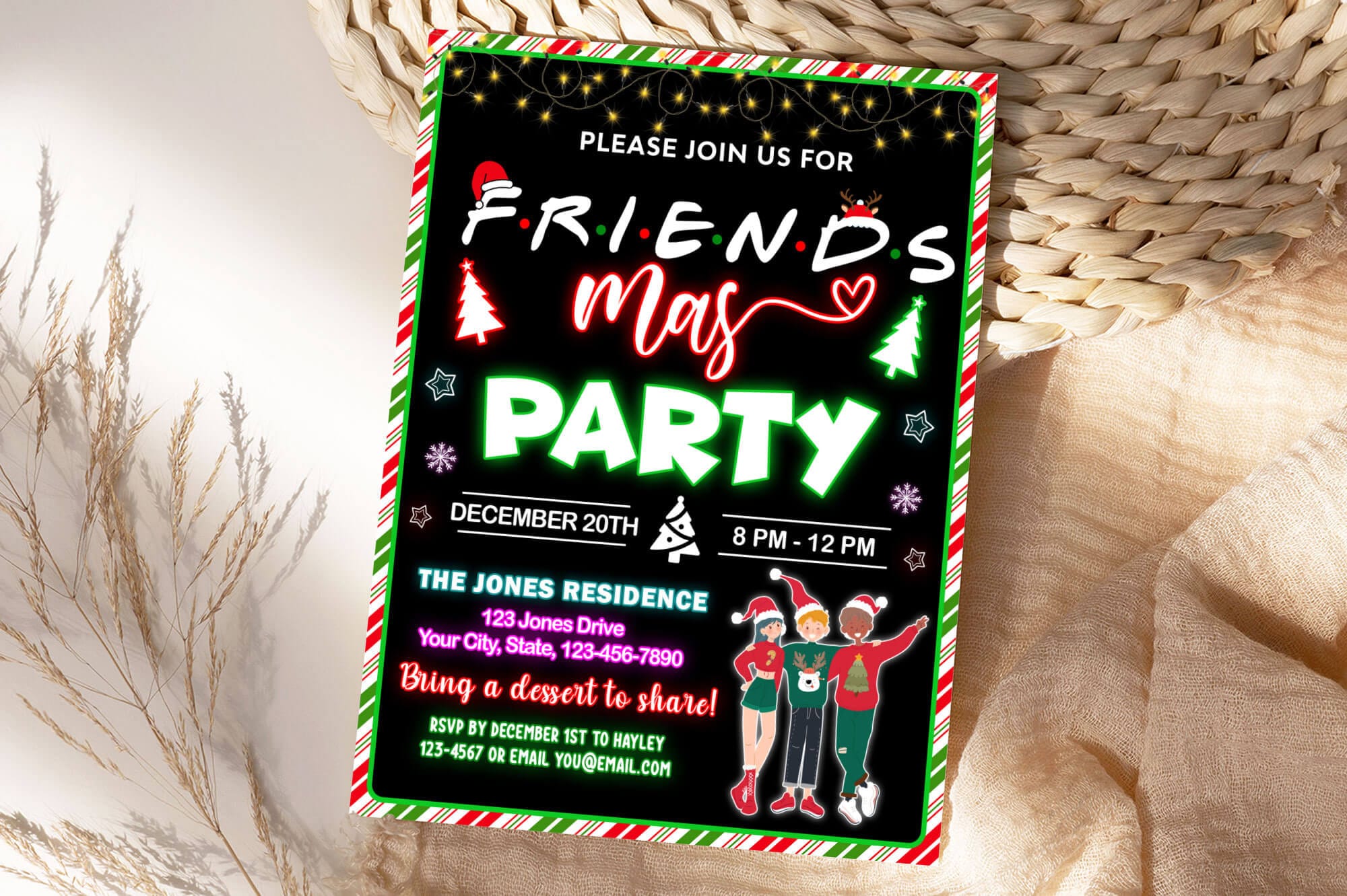 Editable Friendsmas Invitation, Funny Friendsmas Invite Flyer ...