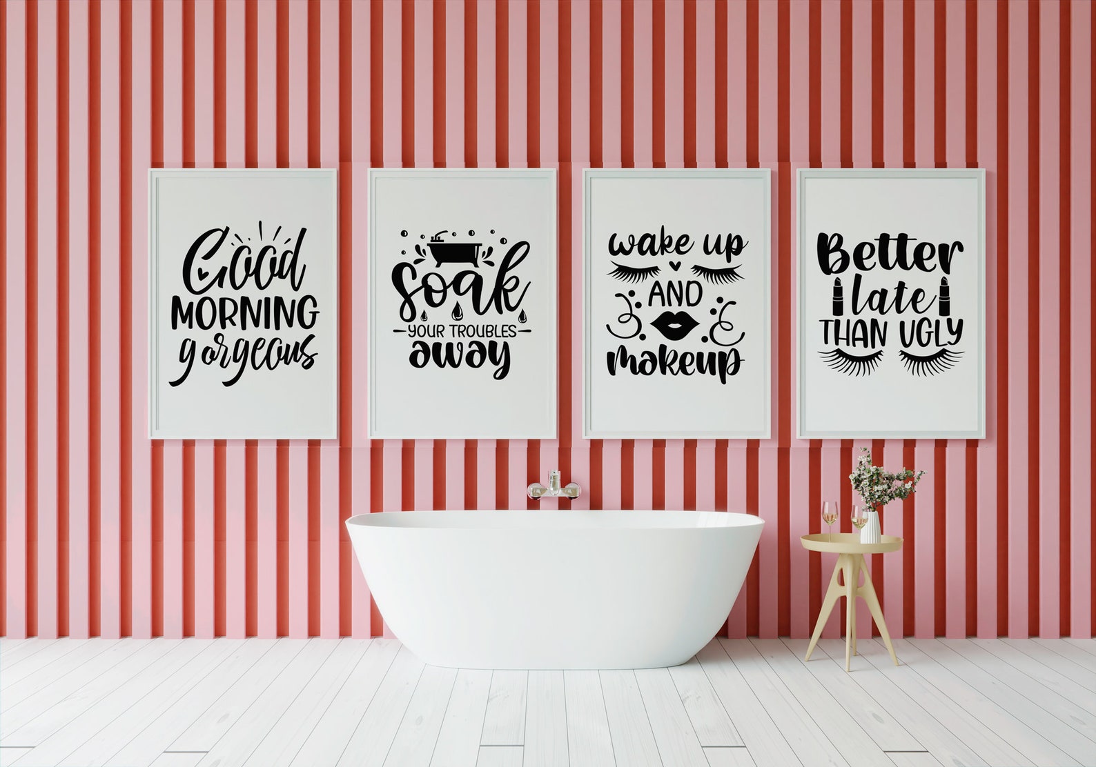 Bathroom Girly Wall Decor Cute Bathroom Art Set of 4 Etsy