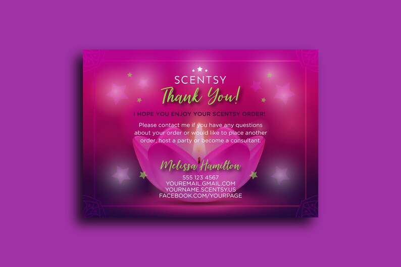 Paper Scentsy Thank You Card Scentsy Business Thank You Card Paper Party Supplies