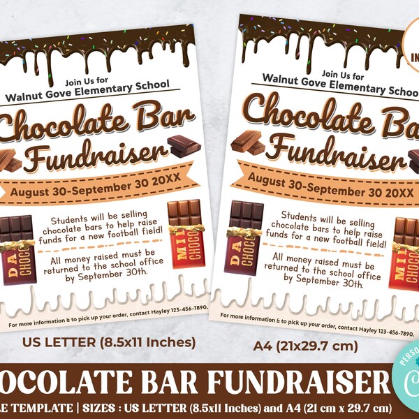 Chocolate Candy Bar Fundraiser Flyer Etsy