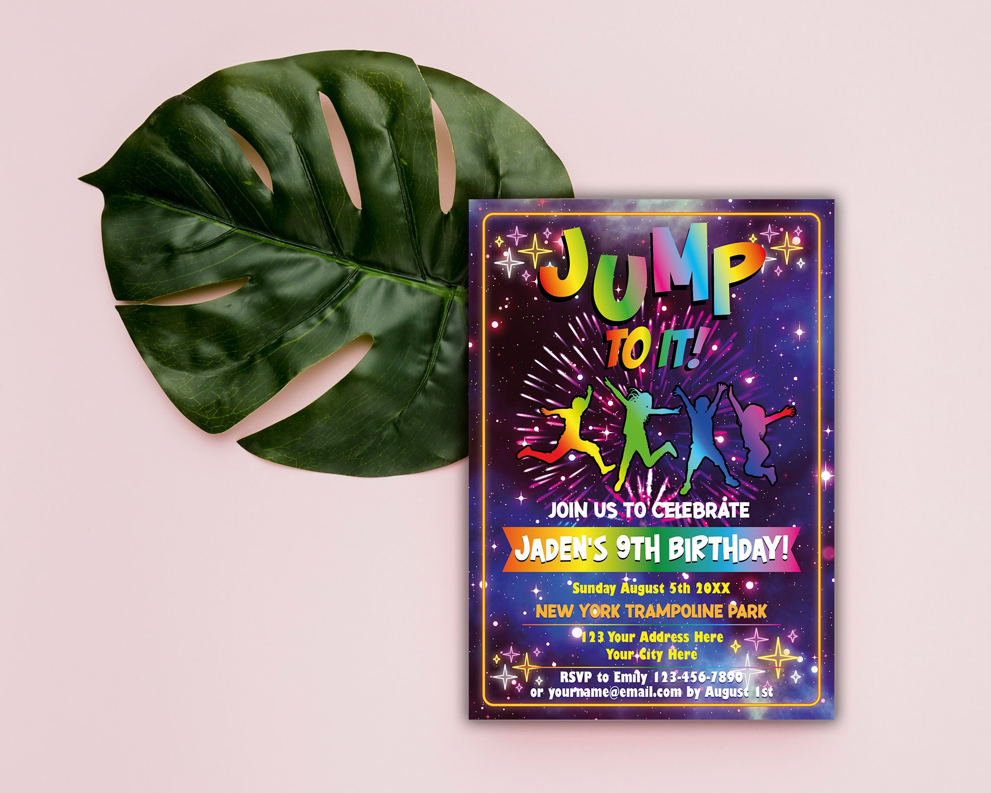EDITABLE Trampoline Birthday Invitation Boy or Girl - Etsy