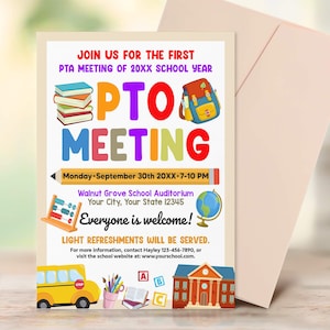 PTO PTA Meeting Template, Back to School Flyer, Editable Coffee Meeting Fundraiser Flyer, Instant Download