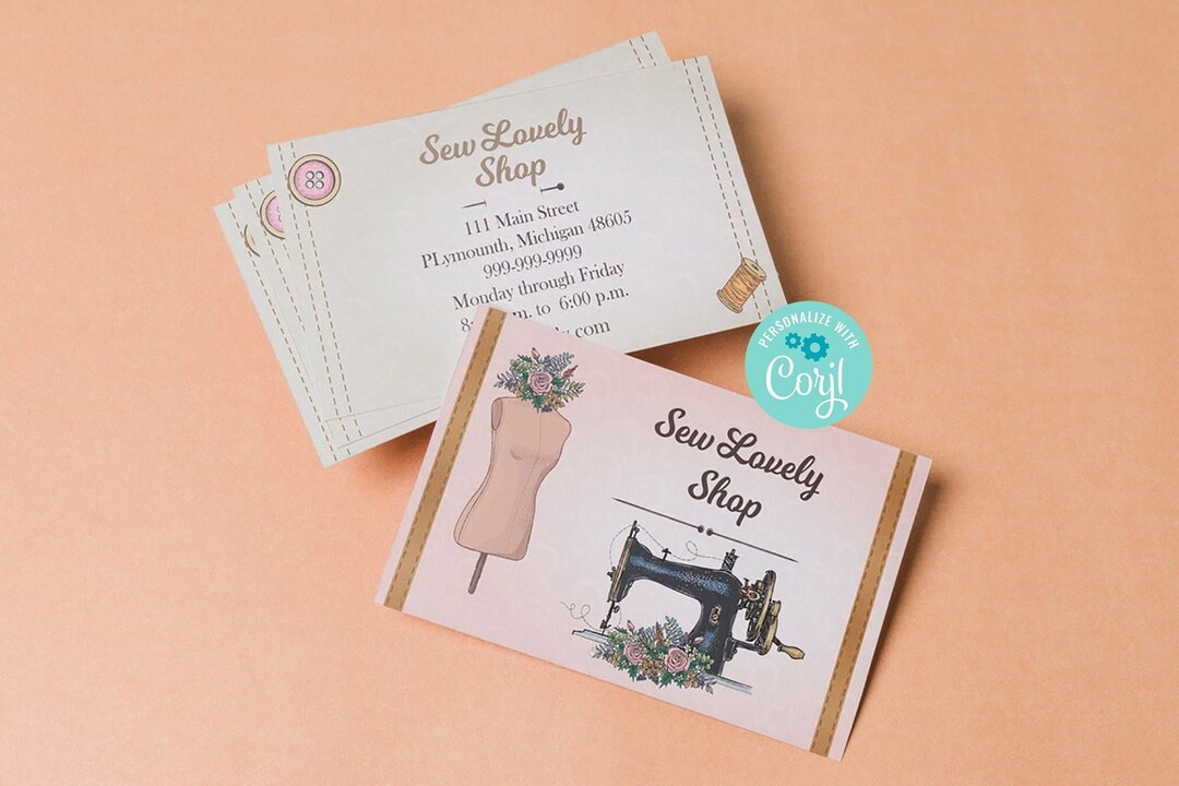 Sewing Business Card Template Tailor, Seamstress, Crafter Business Card