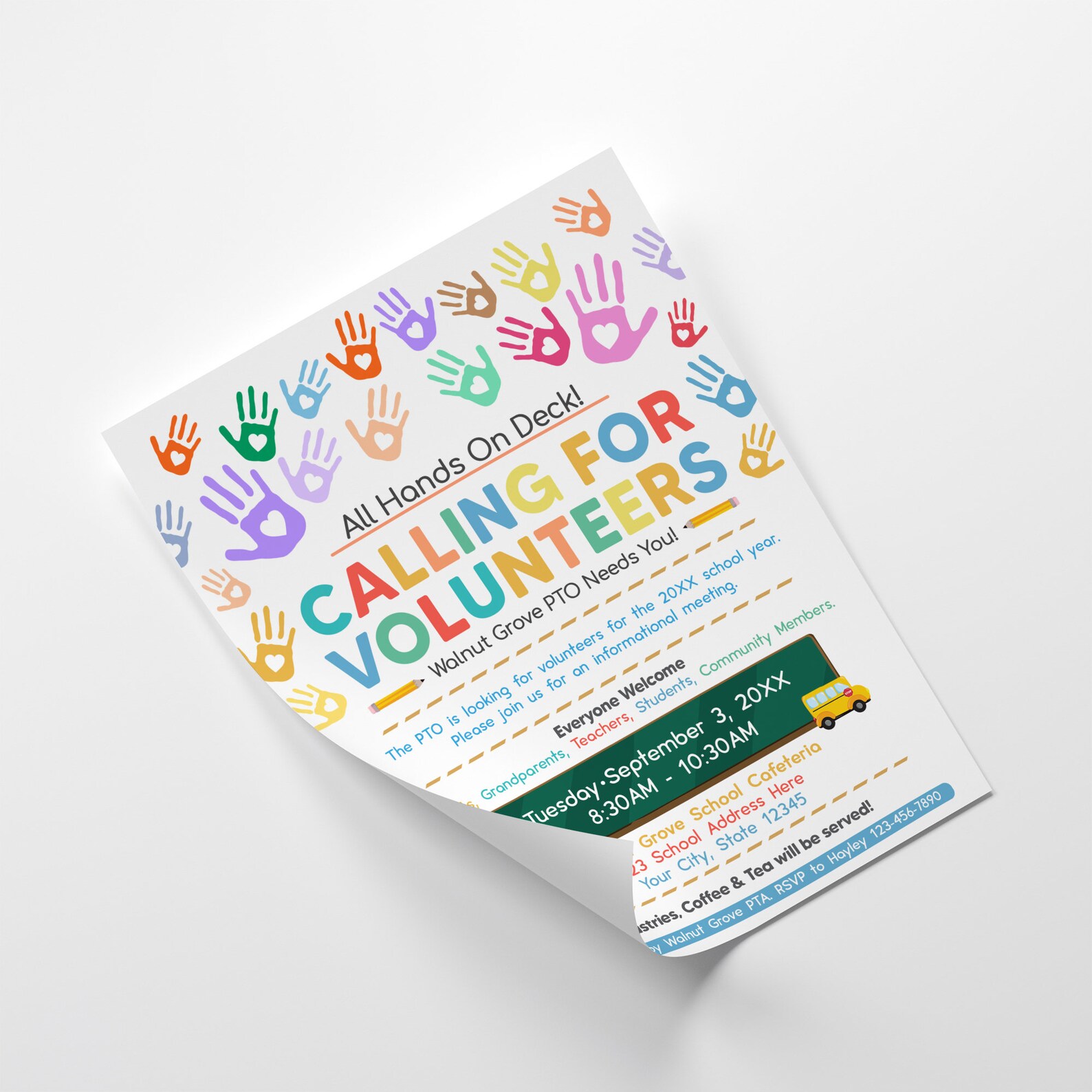 Editable Volunteer Recruitment Flyer, School Volunteer Fundraiser Event ...