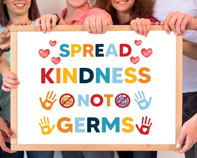 Printable Spread Kindness Not Germs Poster, PDF School Health Safety ...
