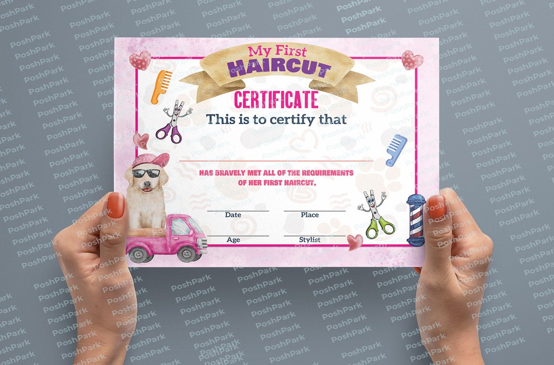 PRINTABLE Blank PDF First Haircut Certificate for Girls Pink - Etsy