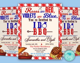 I Do BBQ Engagement Invitation: Rustic Backyard Party (5x7, Editable PDF)