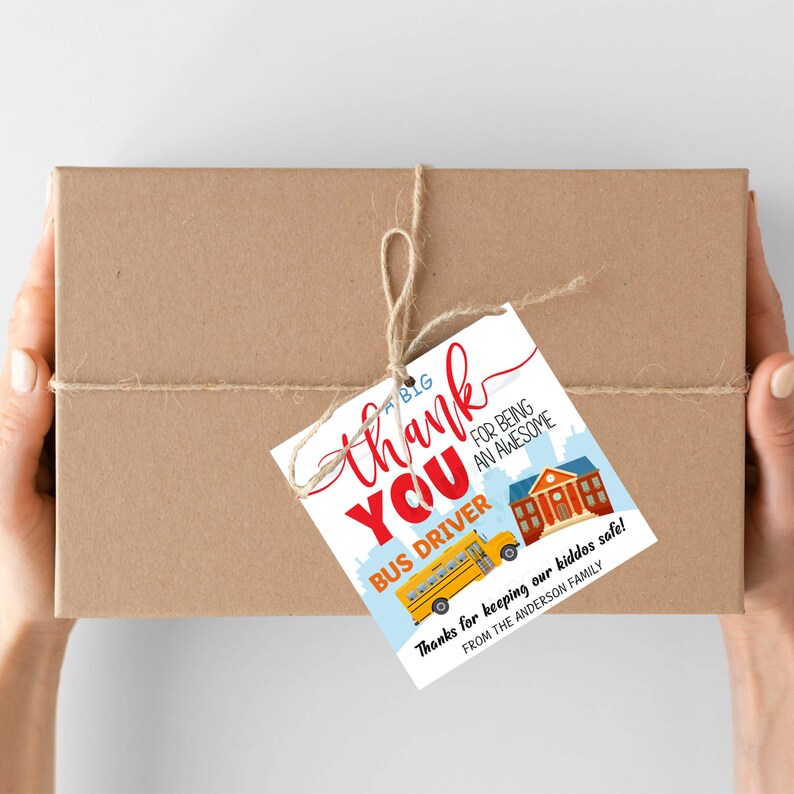 School Bus Driver Appreciation Thank You Tag, Editable School Bus ...