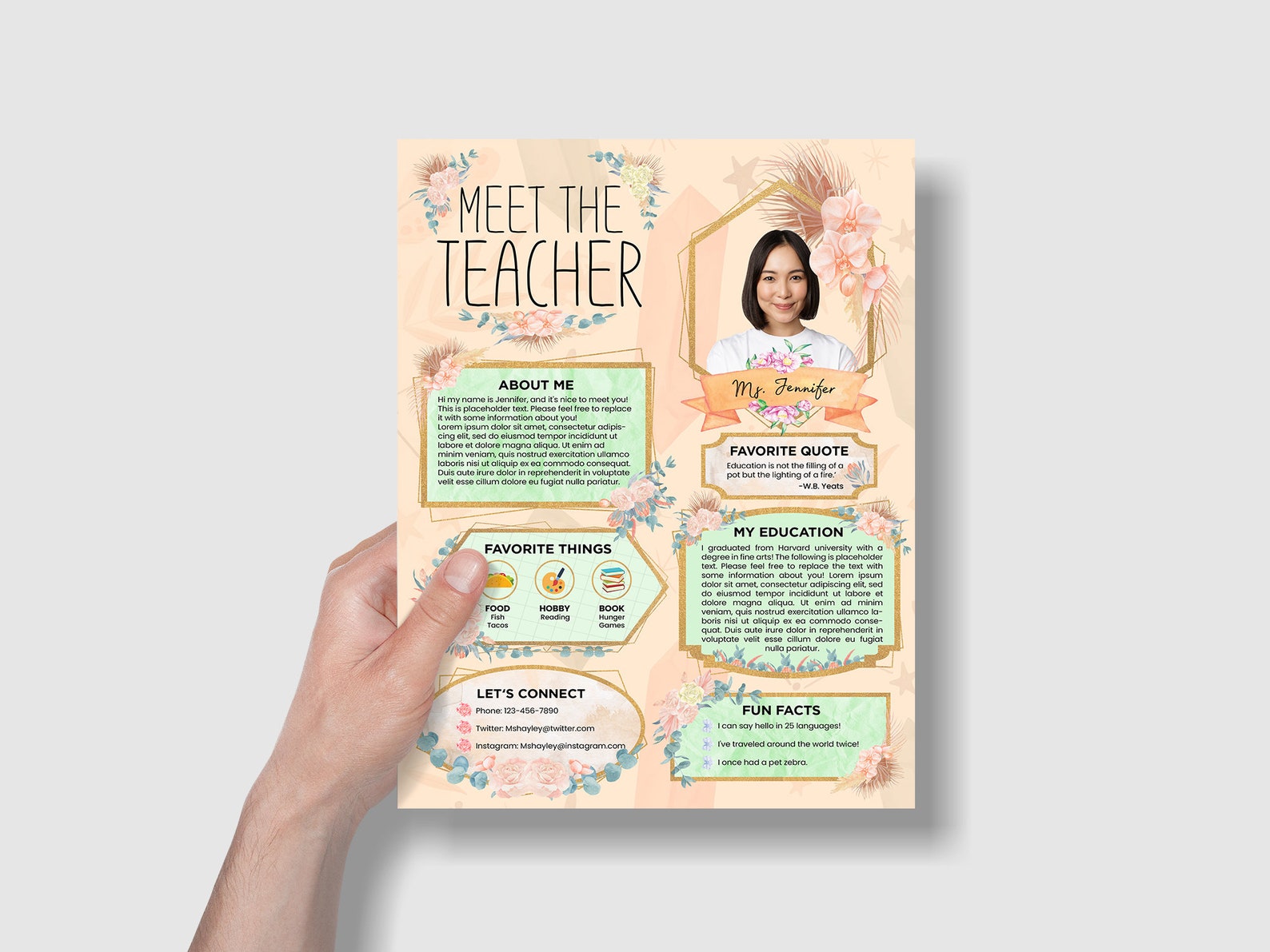 Editable Meet the Teacher Boho Template, Meet the Teacher Editable With ...