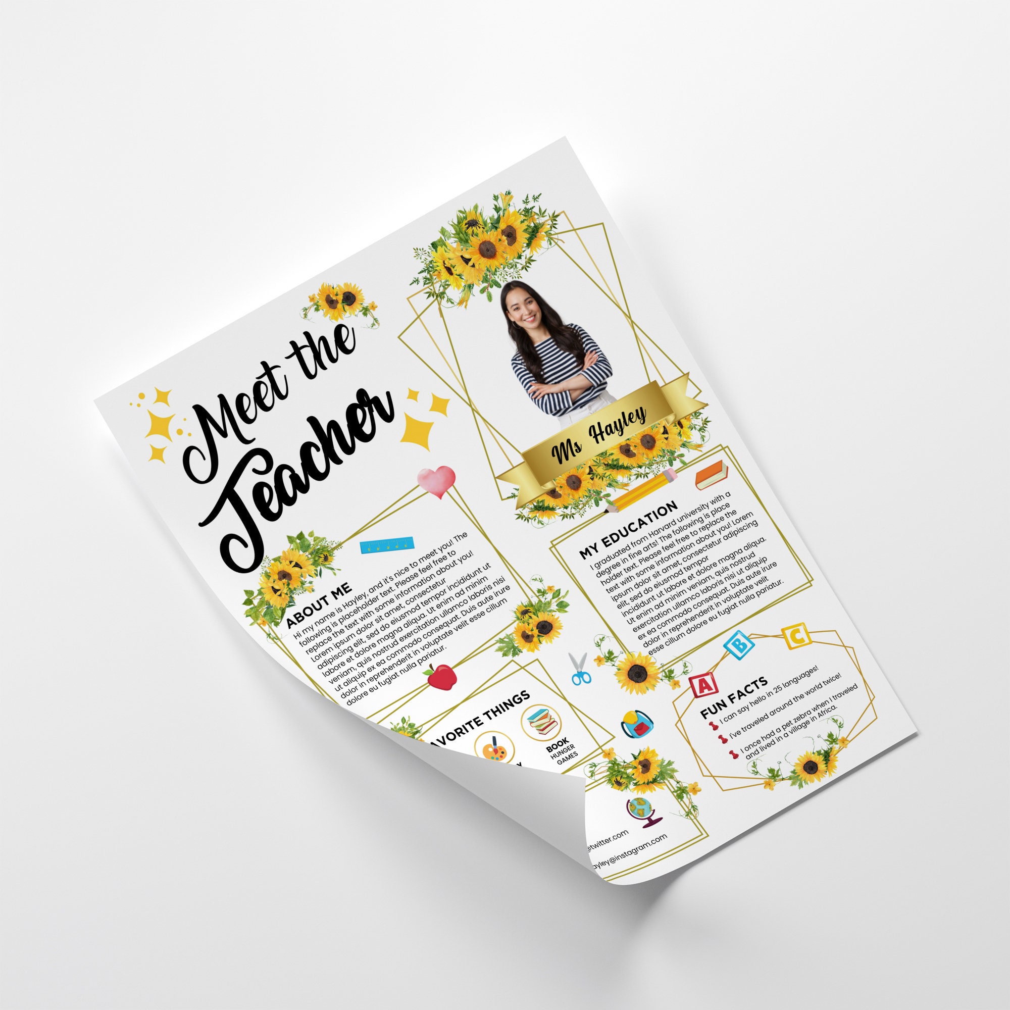 Editable Meet the Teacher Template Sunflowers BUNDLE Meet the - Etsy